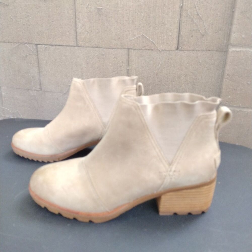 Sorel Cate Tan Waterproof Leather Ankle Chelsea Boots Womens Size 8.5 NL3713-251